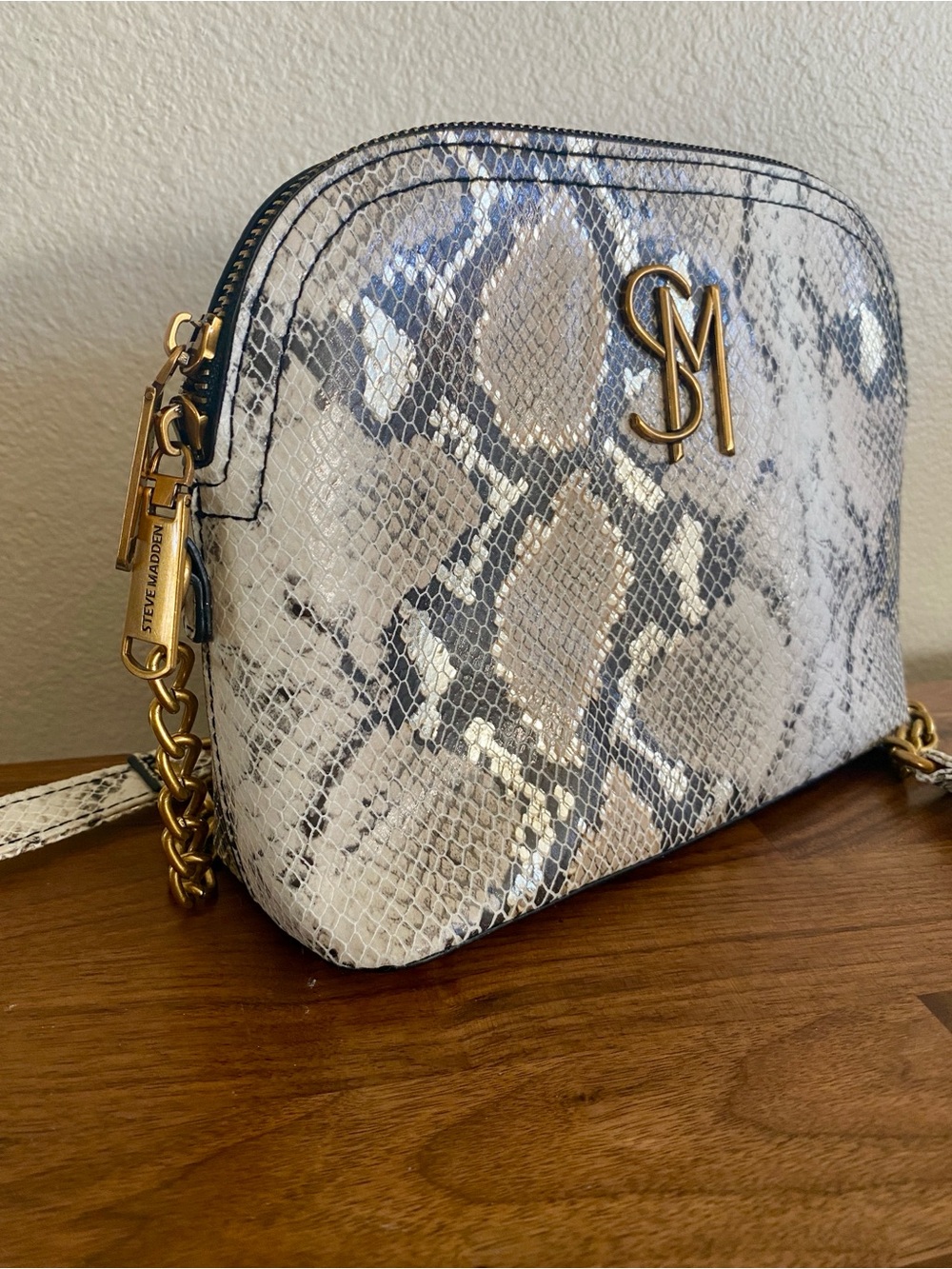 Steve Madden Metallic Snakeskin Crossbody Bag | Gold Chain Y2K